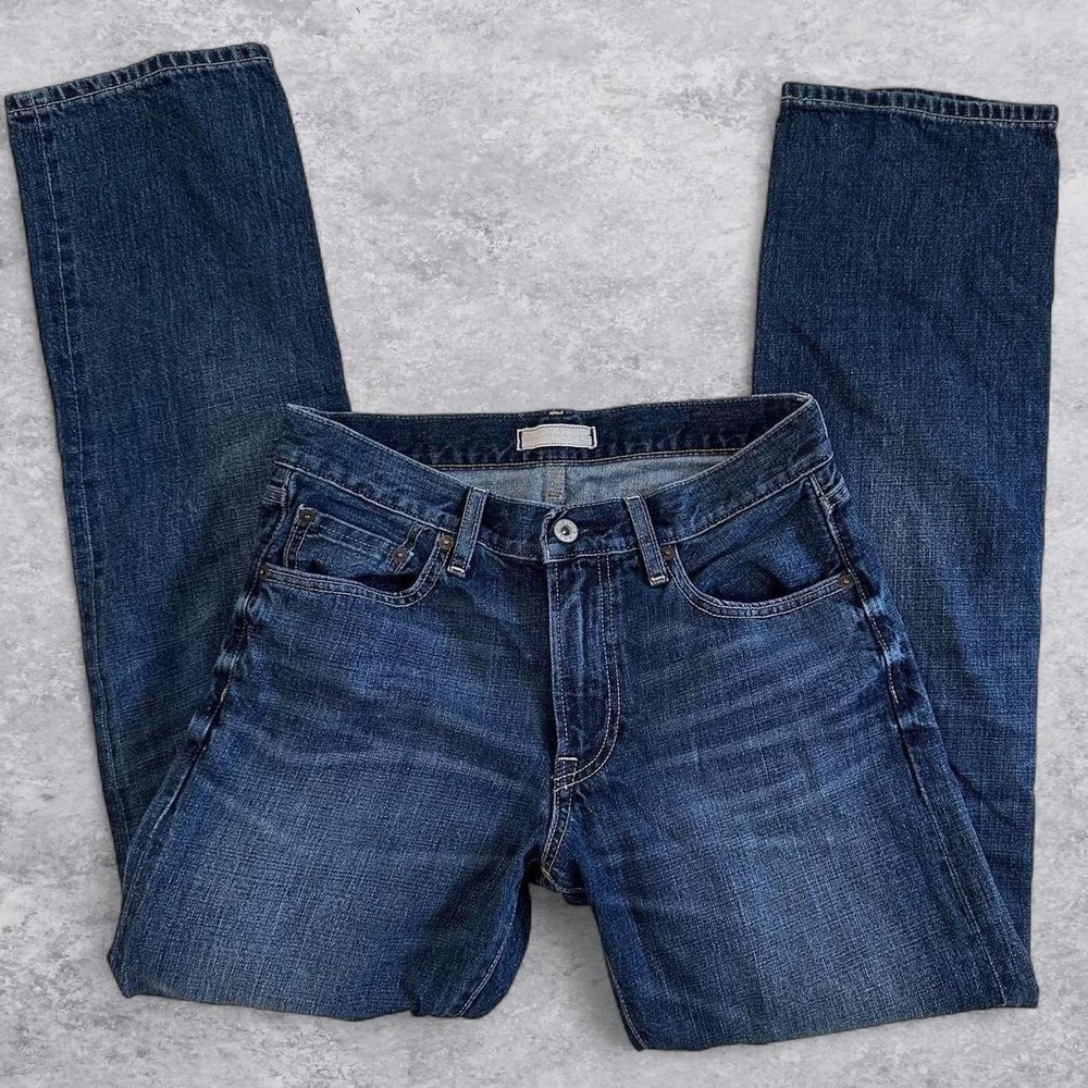 Uniqlo Slim Straight Jeans Mens 30x32 Dark Wash Blue 100% Cotton